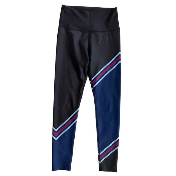 SOUL Black Striped Color Block Leggings Small - Picture 1 of 4